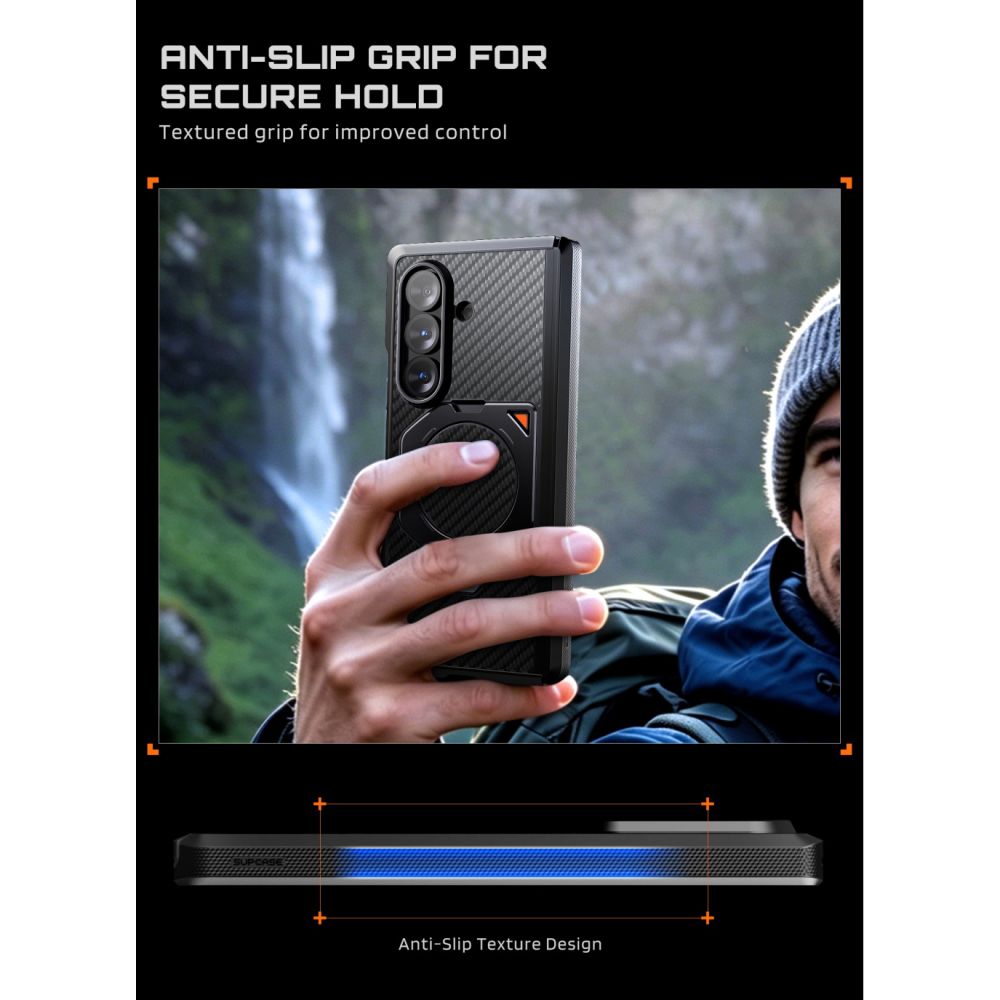 Supcase Samsung Galaxy Z Fold 8 Ultra Cover Aero MagSafe Kulfiber Sort