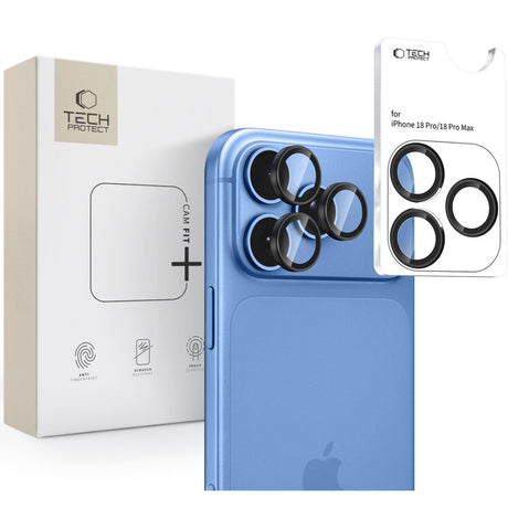 Tech-Protect iPhone 18 Pro/iPhone 18 Pro Max Kameralinsebeskytter Cam Fit+ Sort