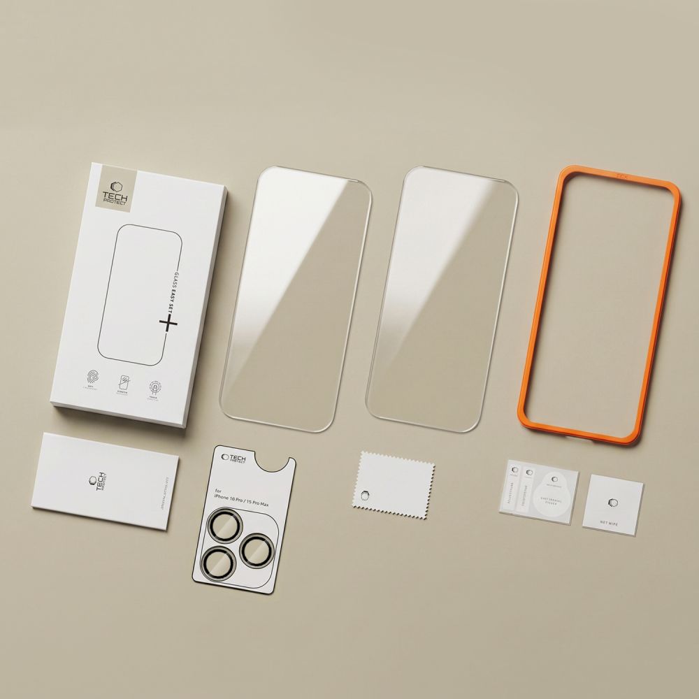 Tech-Protect iPhone 18 Pro Max Skærmbeskytter & Kameralinsebeskytter Easy Set+ 2-pack