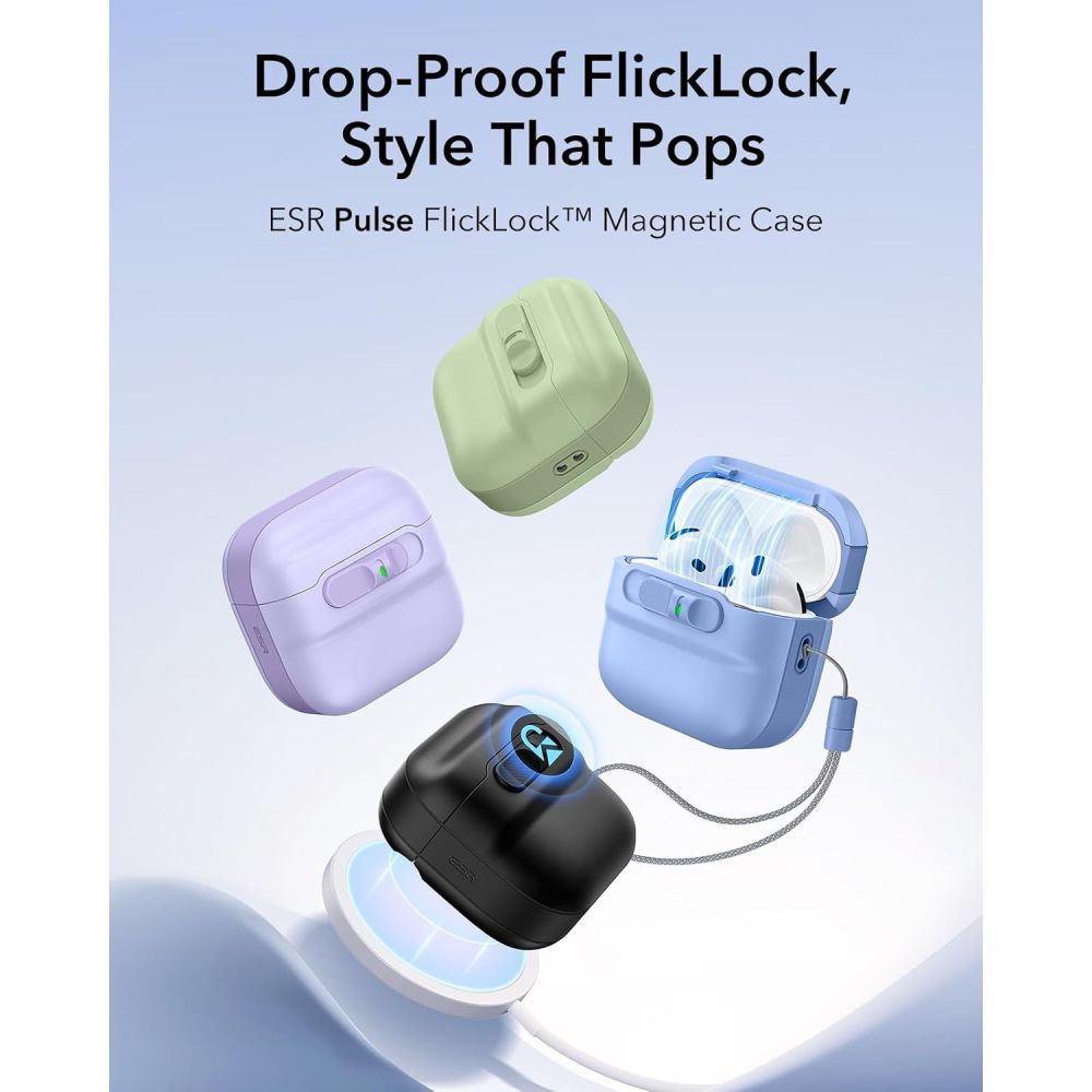 ESR AirPods 4/5 Cover Pulse FlickLock HaloLock Blå
