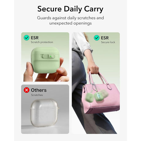 ESR AirPods 4/5 Cover Pulse FlickLock HaloLock Grøn