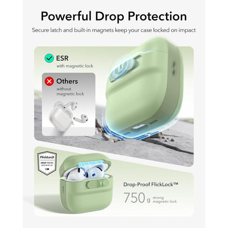 ESR AirPods 4/5 Cover Pulse FlickLock HaloLock Grøn