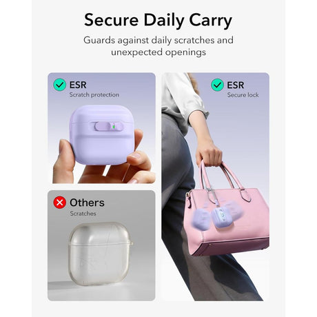 ESR AirPods 4/5 Cover Pulse FlickLock HaloLock Lilla
