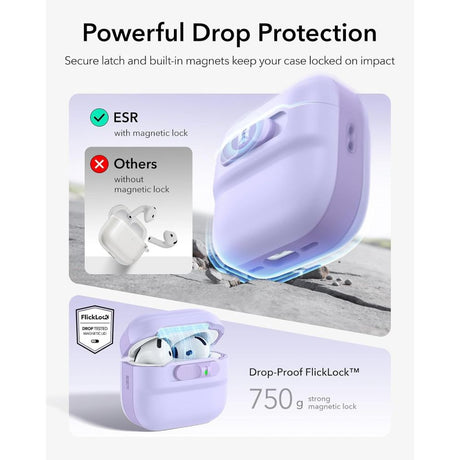 ESR AirPods 4/5 Cover Pulse FlickLock HaloLock Lilla