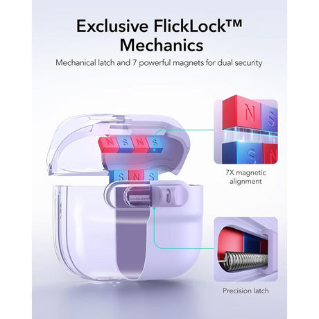 ESR AirPods 4/5 Cover Pulse FlickLock HaloLock Lilla