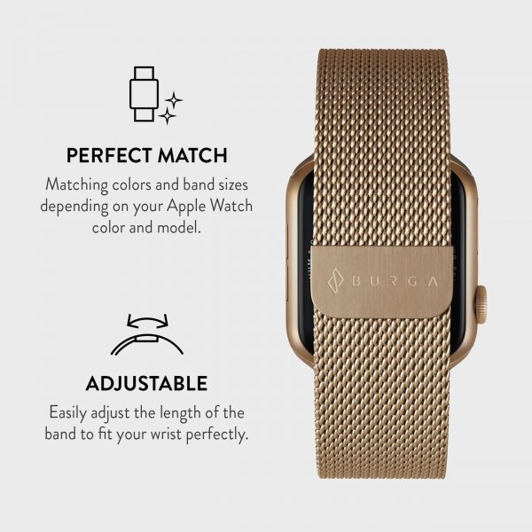 Burga Apple Watch 44/45/46mm/Ultra 49mm Rem Metal Mesh Guld