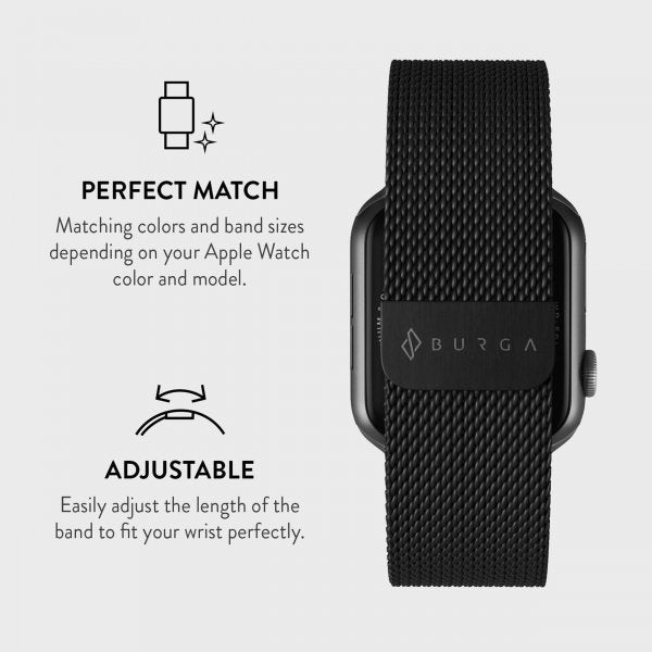 Burga Apple Watch 44/45/46mm/Ultra 49mm Rem Metal Mesh Sort