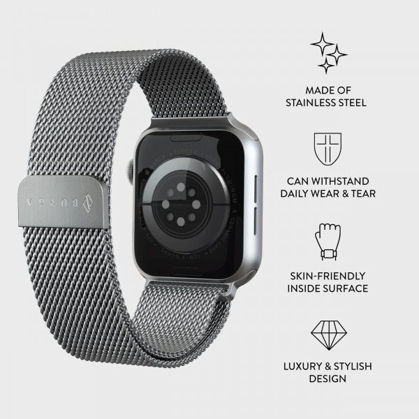 Burga Apple Watch 38/40/41/42mm Rem Metal Mesh Sølv