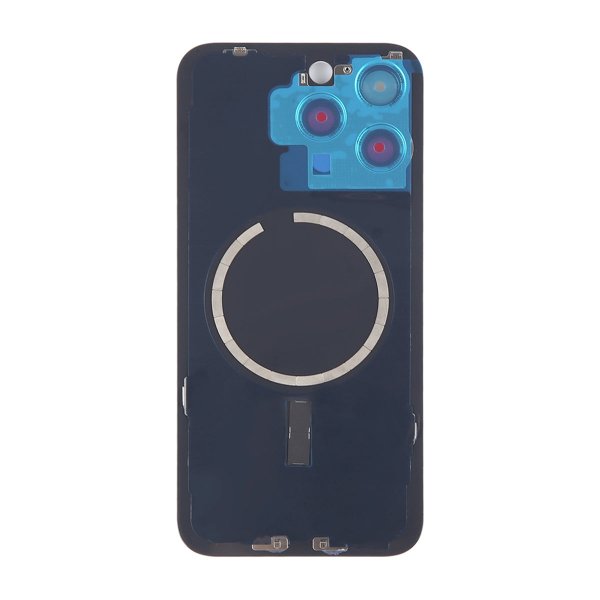 iPhone 15 Pro Max Bagside Glas med Magnet og Kameralinse - Naturlig Titanium