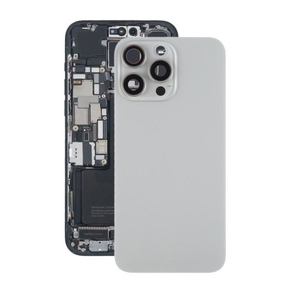 iPhone 15 Pro Max Bagside Glas med Magnet og Kameralinse - Naturlig Titanium
