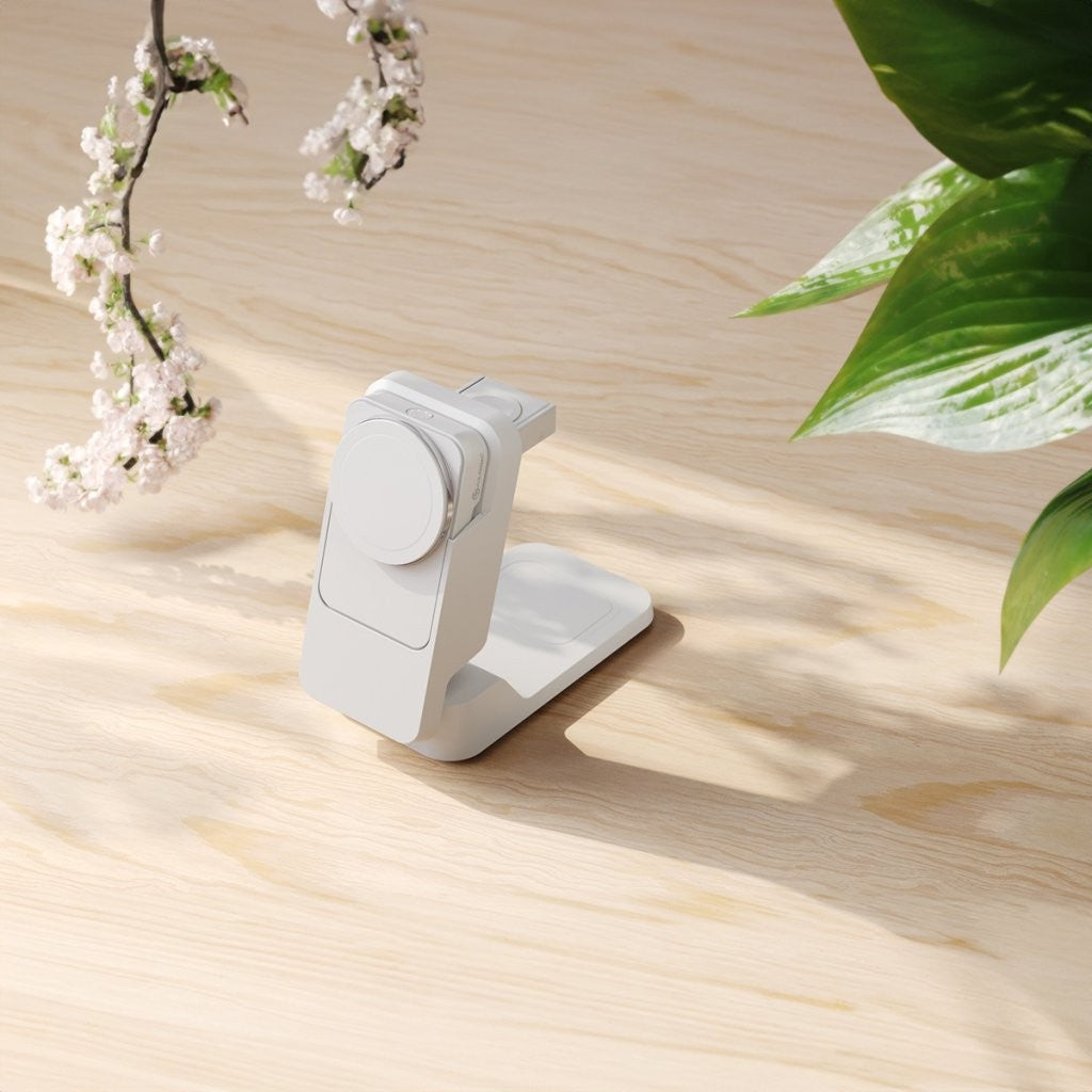 Alogic Matrix Ultimate 3-in-1 Trådløs oplader med Powerbank MagSafe Hvid