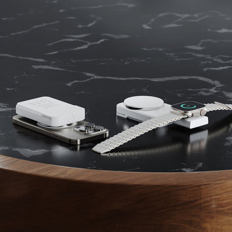 Alogic Matrix Ultimate 3-in-1 Trådløs oplader med Powerbank MagSafe Hvid