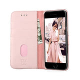 Rvelon iPhone 7/8/SE Cover Ægte læder Kortlomme Rosa