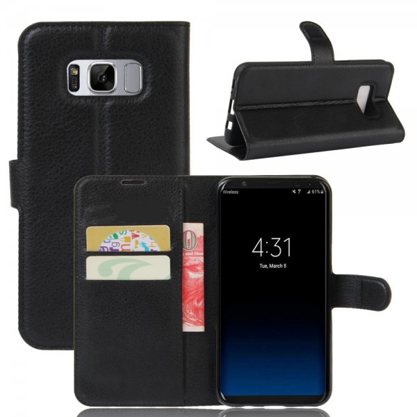 Samsung Galaxy S8 Etui Litchi Sort