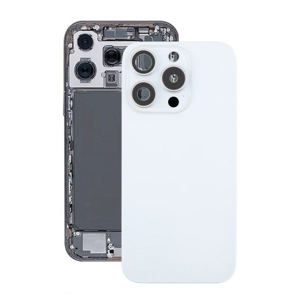 iPhone 16 Pro Max Bagside Glas med Magnet og Kameralinse - Hvid Titanium