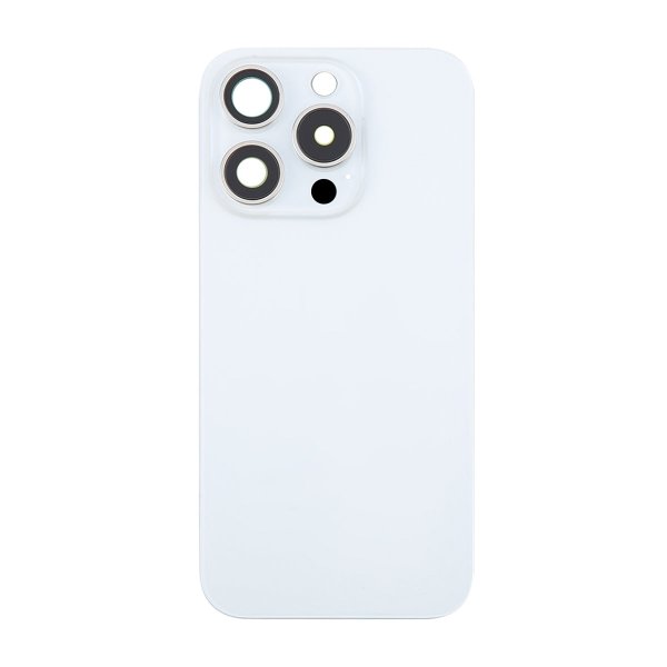 iPhone 16 Pro Bagside Glas med Magnet og Kameralinse - Hvid Titanium