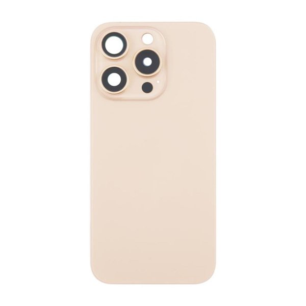 iPhone 16 Pro Bagside Glas med Magnet og Kameralinse - Sandfarvet Titan