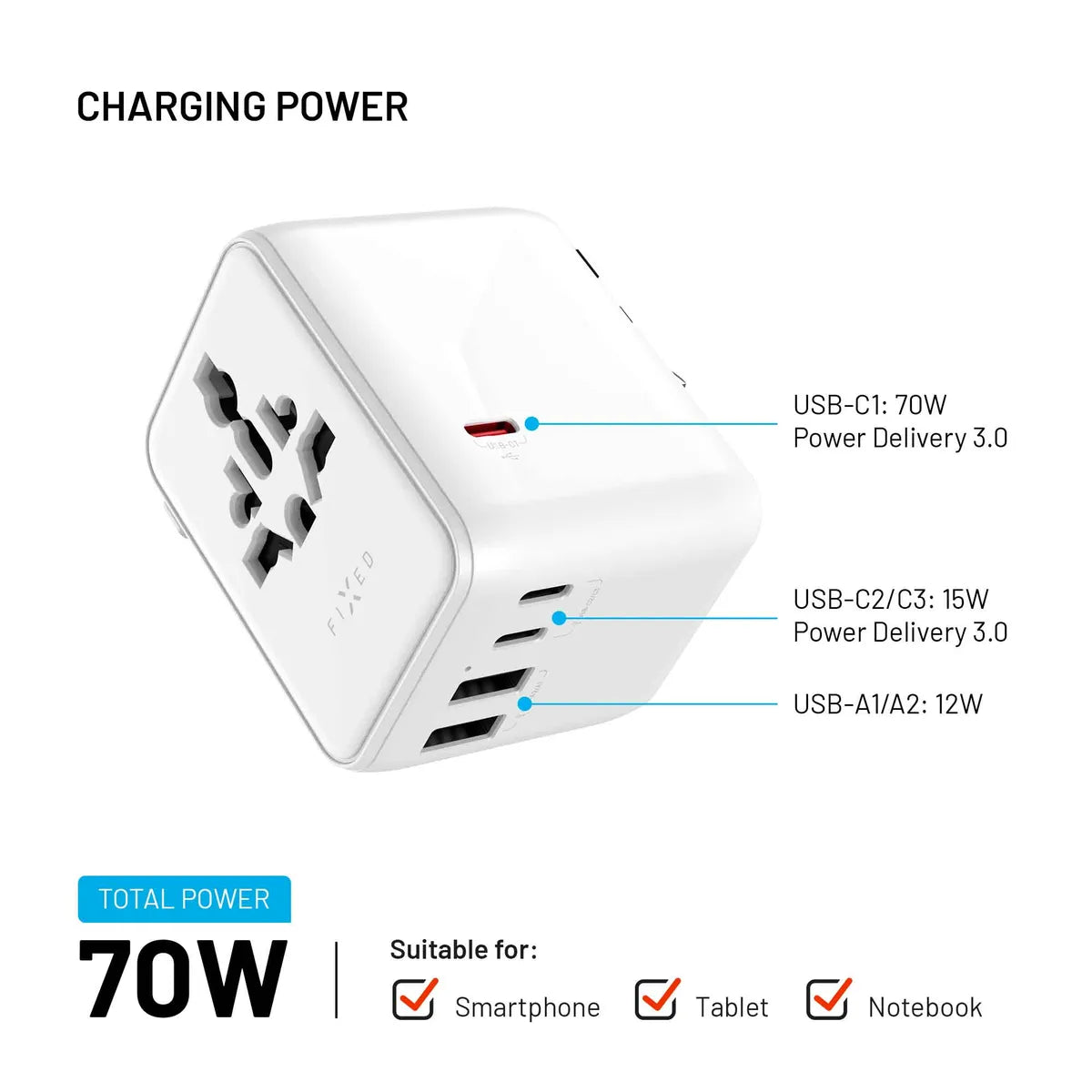 Fixed Reseoplader Voyager 70W EU/UK/USA