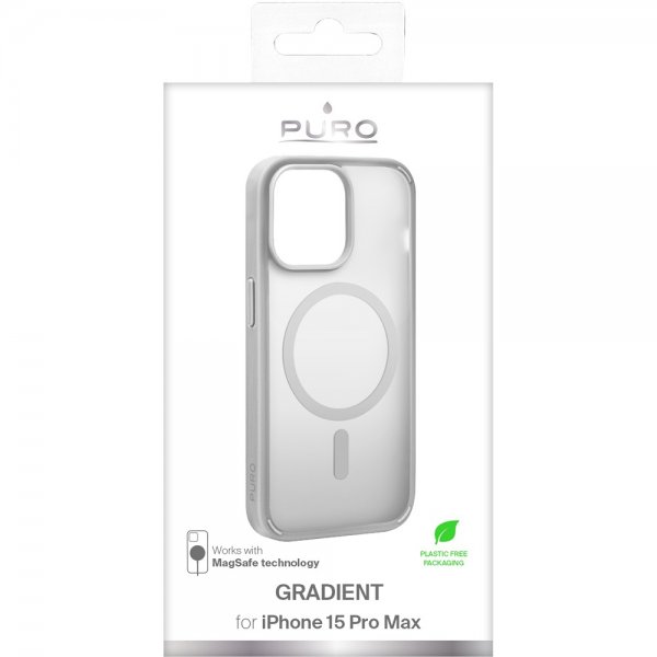 Puro iPhone 15 Pro Max Cover Gradient MagSafe Silver