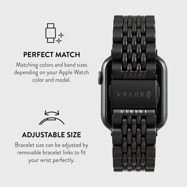 Burga Apple Watch 38/40/41/42mm Rem Metal Sort