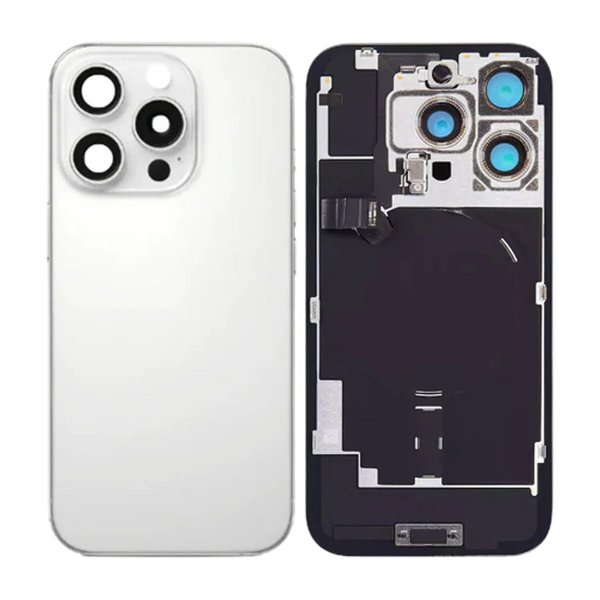 iPhone 16 Pro Max Bagsideglas med smådele - Hvid Titanium