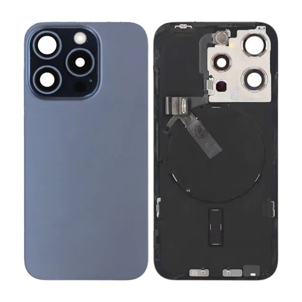 iPhone 15 Pro Bagside Glas Komplet OEM - Blå