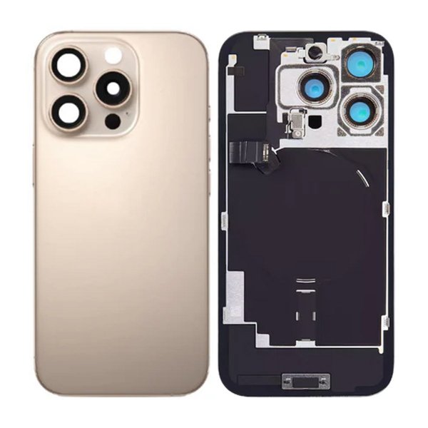 iPhone 16 Pro Bagside Glas med smådele - Sandfarvet Titanium