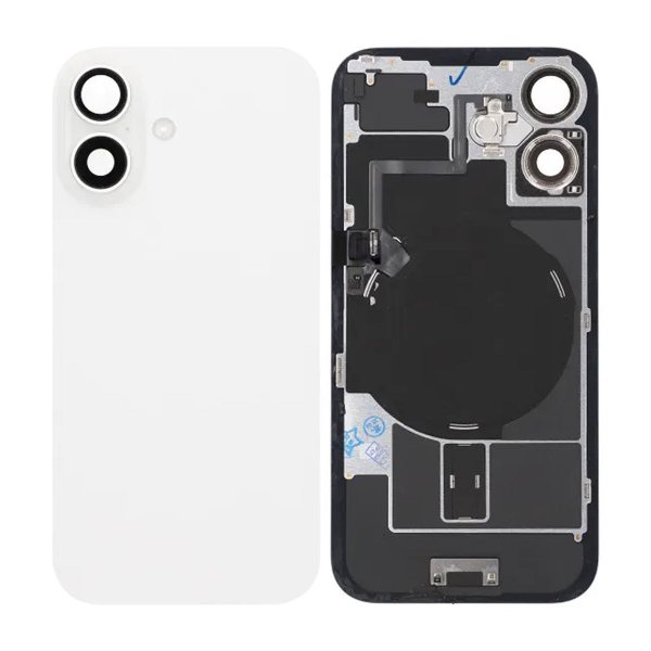 iPhone 16 Bagside Glas Komplet OEM - Hvid
