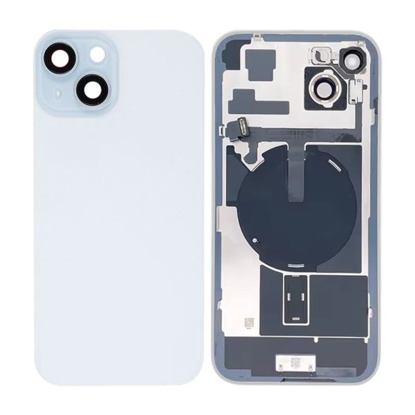 iPhone 15 Plus Bagside Glas med smådele - Hvid