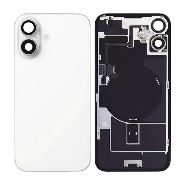 iPhone 16 Plus Bagside Glas med smådele - Hvid