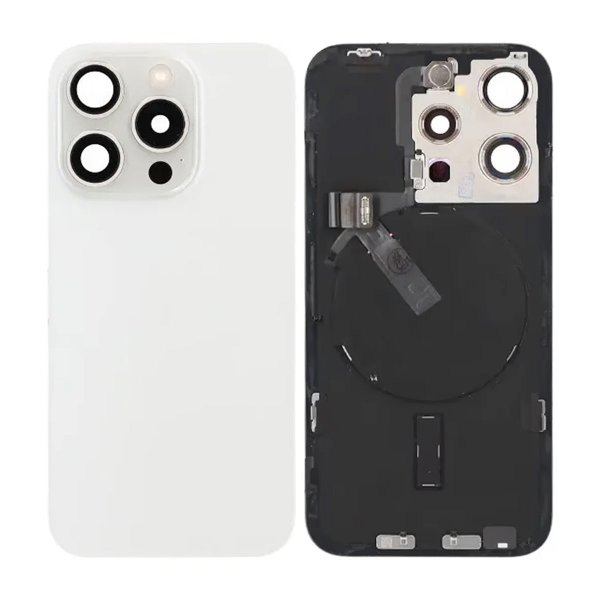 iPhone 15 Pro Bagside Glas Komplet OEM - Hvid