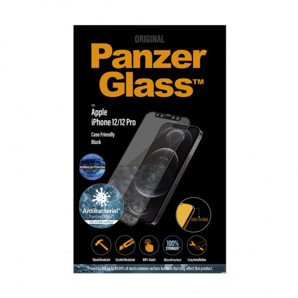 PanzerGlass iPhone 12/iPhone 12 Pro Skærmbeskyttelse Edge-to-Edge Anti-Bluelight