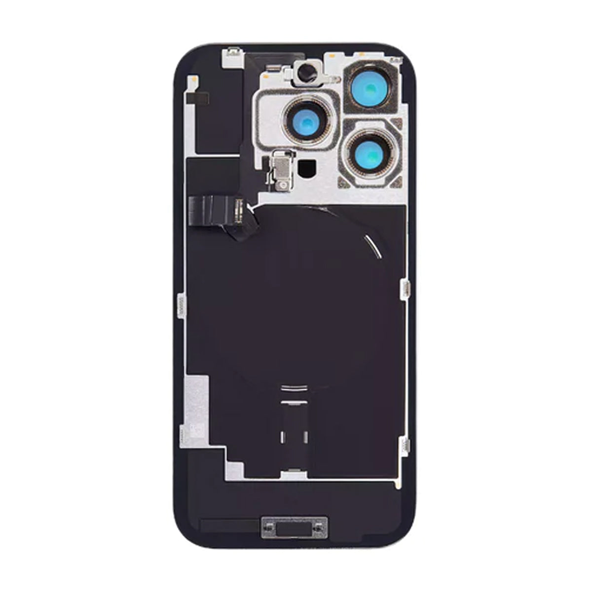 iPhone 16 Pro Max Glasbagside med smådele - Sort Titanium