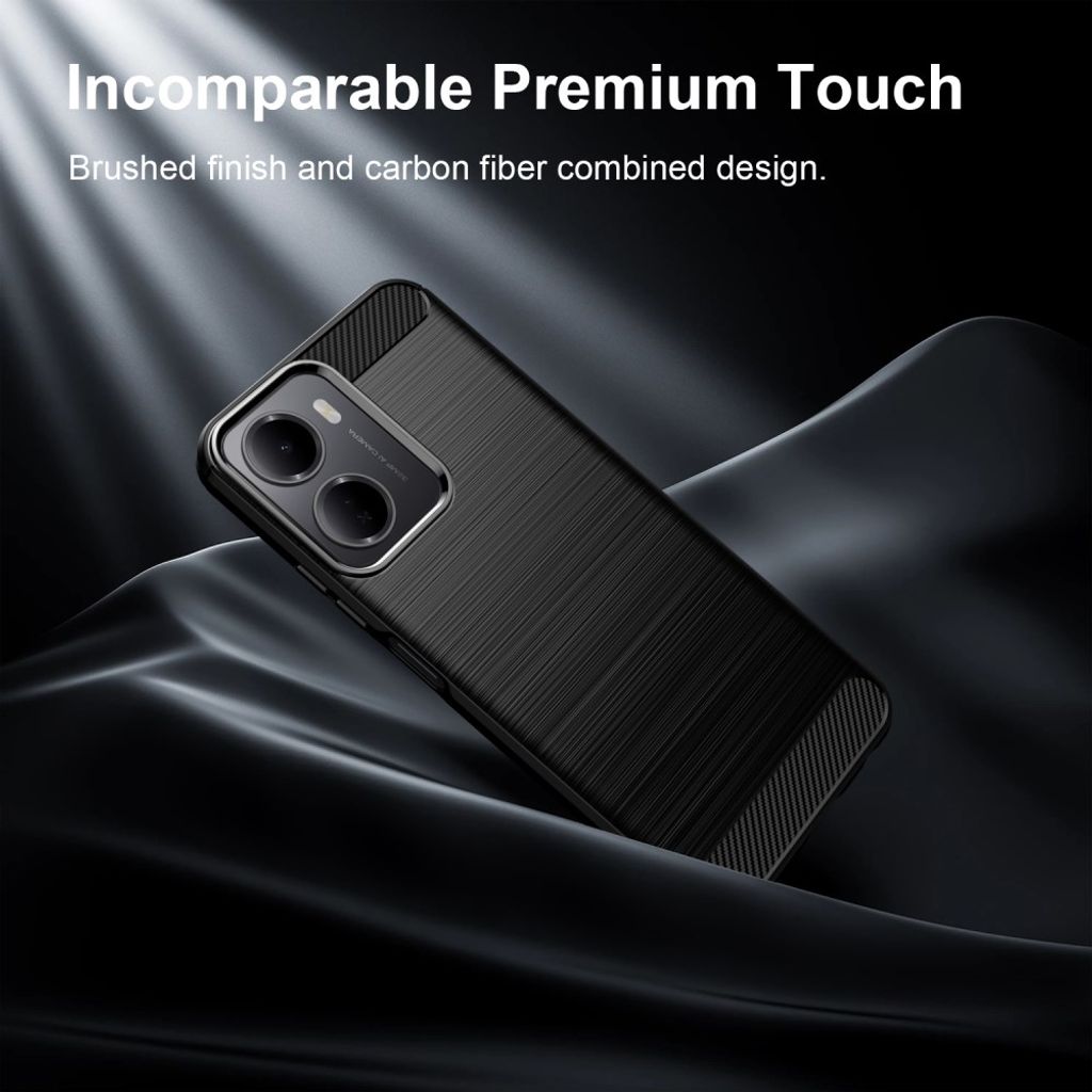 Xiaomi Redmi A7 Pro Cover Børstet Kulfiber Tekstur Sort