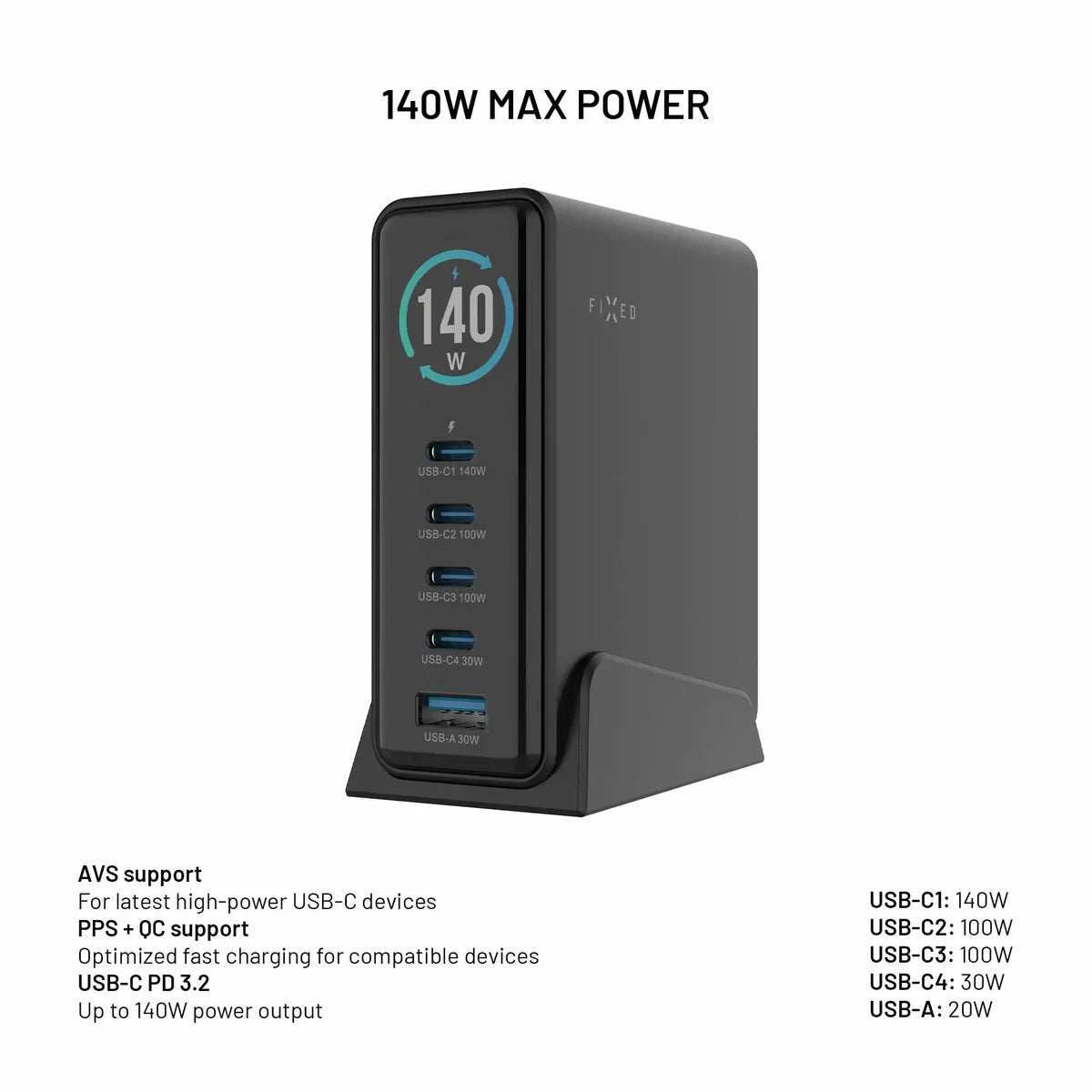 Fixed Skrivbordsladdare GaN140 Charging Dock