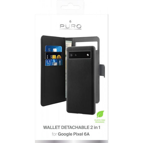 Puro Google Pixel 6a Etui Wallet Detachable 2 i 1 Sort