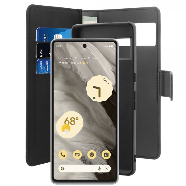 Puro Google Pixel 7 Cover Wallet Detachable 2-i-1 Sort