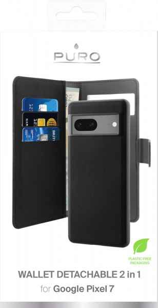 Puro Google Pixel 7 Cover Wallet Detachable 2-i-1 Sort