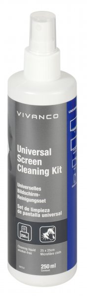 Vivanco Skærmrensevæske 250ml med Mikrofiberklud
