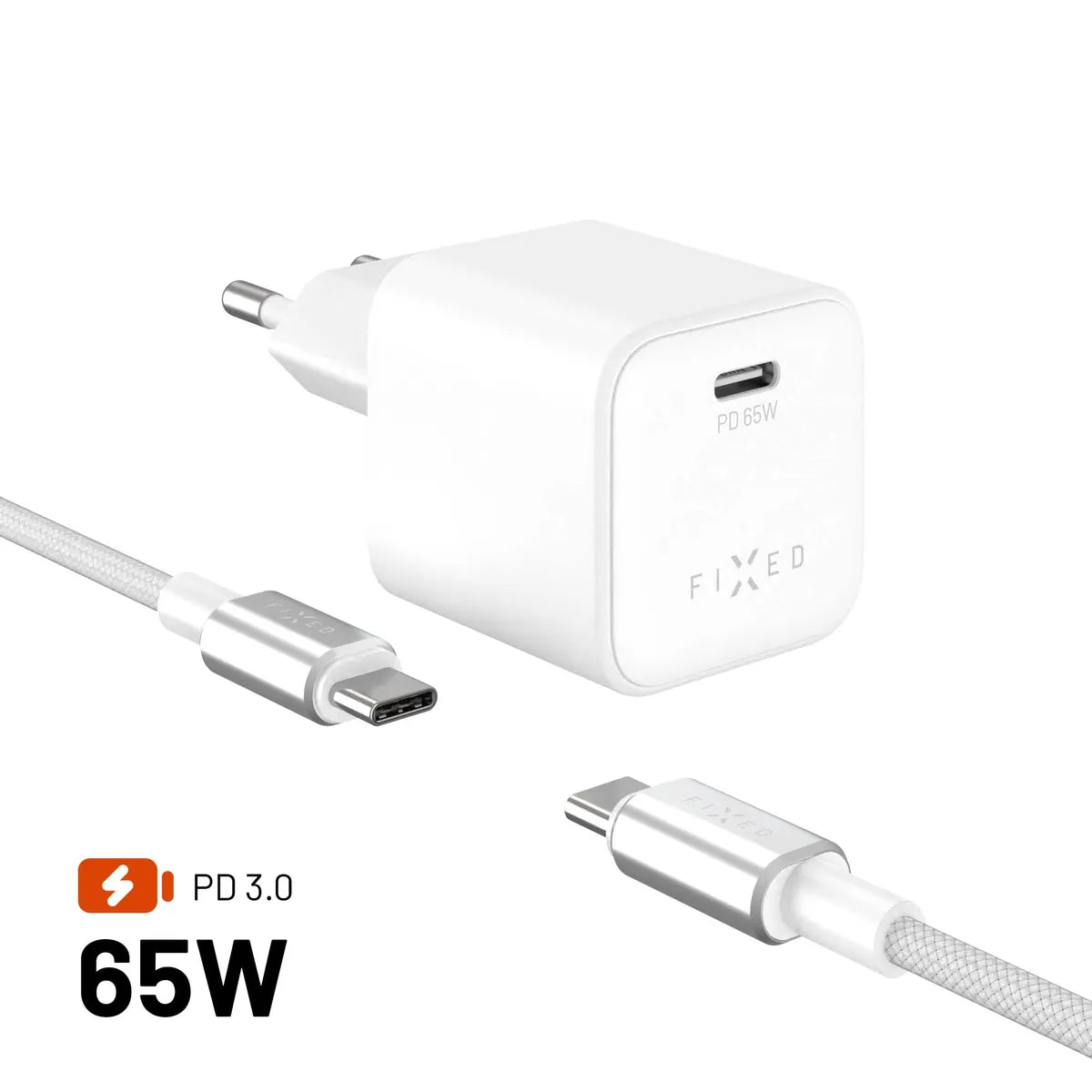 Fixed Oplader med USB-C kabel Mini PD 65W GaN