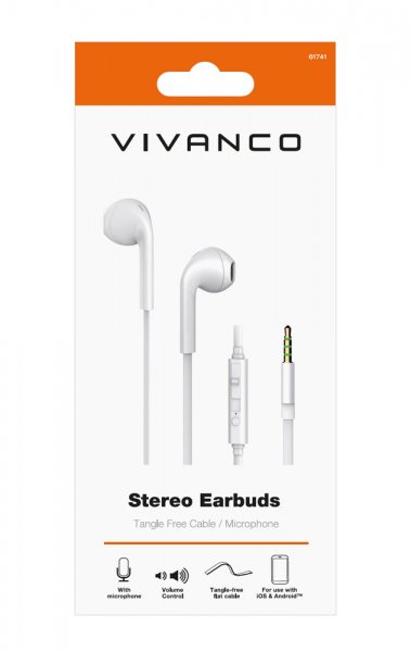 Vivanco Høretelefoner Stereo Earbuds 3.5mm Hvid
