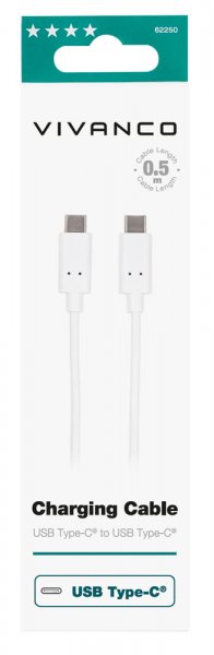 Vivanco Kabel Opladerkabel USB-C/USB-C 2.0 0.5m Hvid