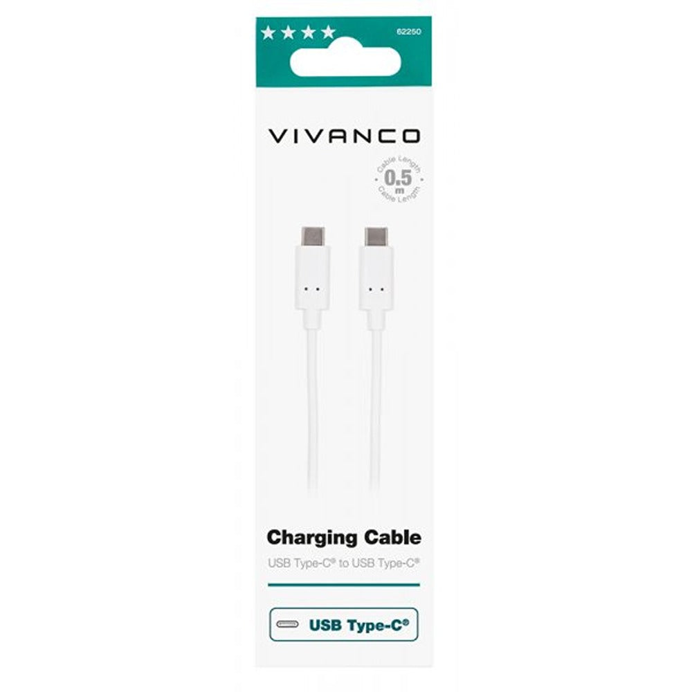 Vivanco Kabel Opladerkabel USB-C/USB-C 2.0 0.5m Hvid