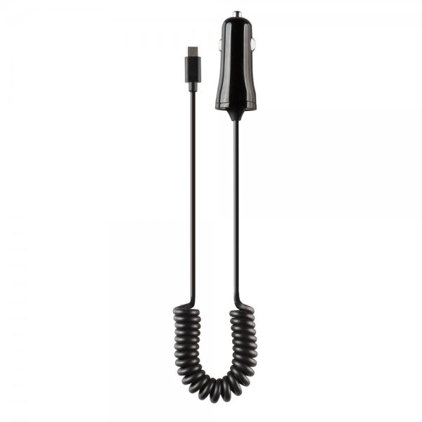 Vivanco Biloplader med Spiralkabel 1m USB-C 12W Sort