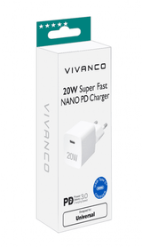 Vivanco Oplader 20W Super Fast NANO PD Charger Hvid