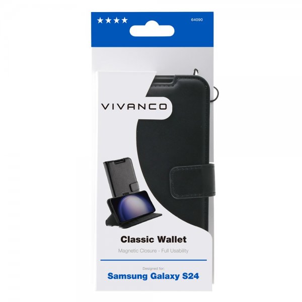 Vivanco Samsung Galaxy S24 Etui Classic Wallet Sort