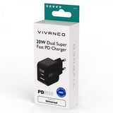 Vivanco Oplader 20W Dual Super Fast PD Charger Sort