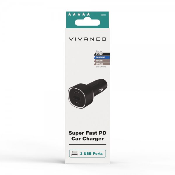 Vivanco Billader Super Fast PD 60W USB-A/USB-C Sort