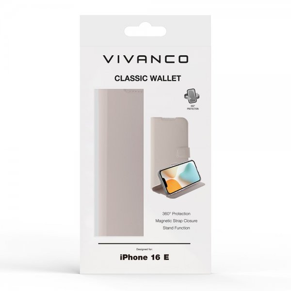 Vivanco iPhone 16./17. Classic Wallet Cover Greige