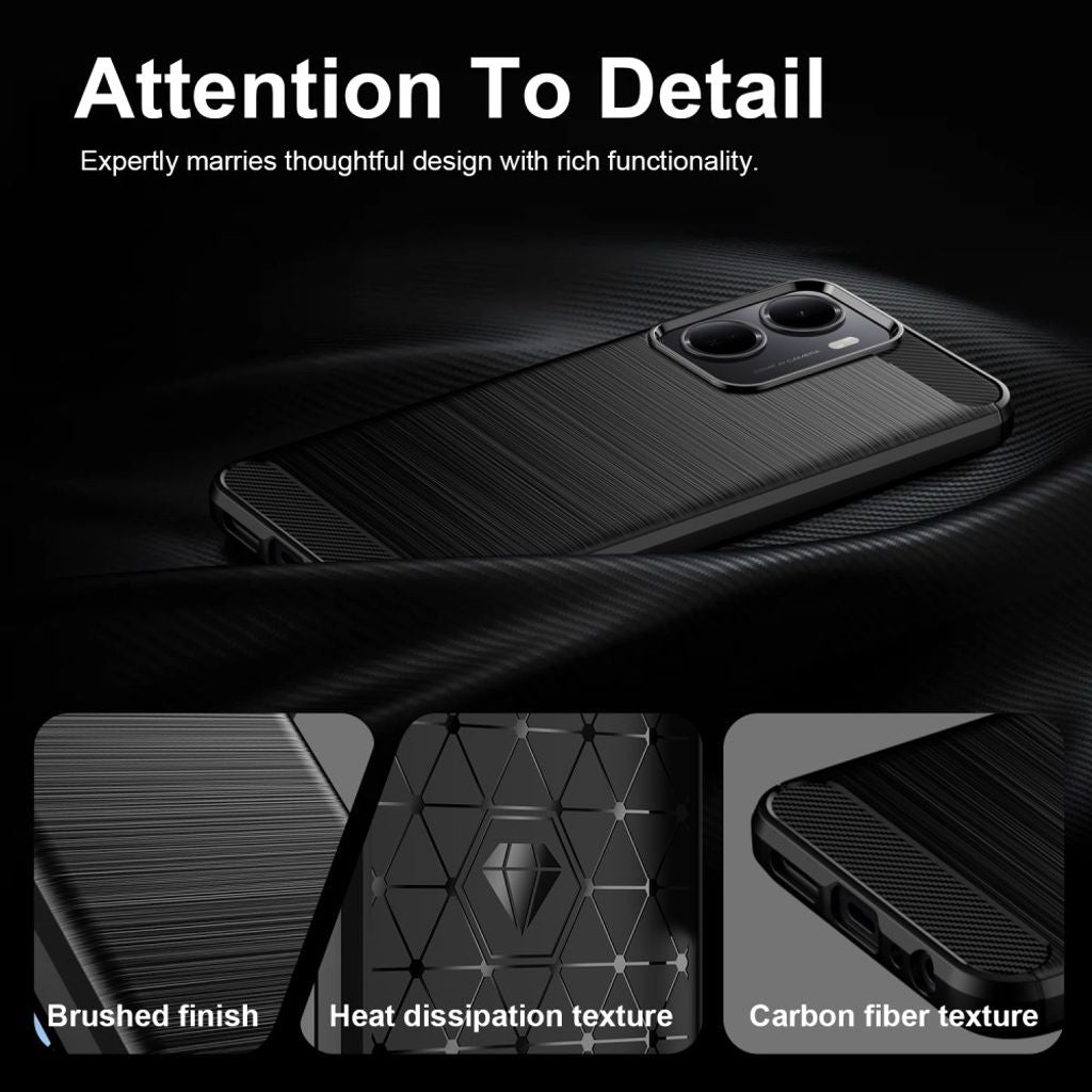 Xiaomi Redmi A7 Pro Cover Børstet Kulfiber Tekstur Sort